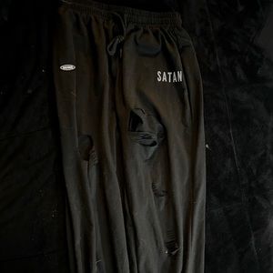 Satan Torn Design Sweats Stretchy Goth Emo Grunge